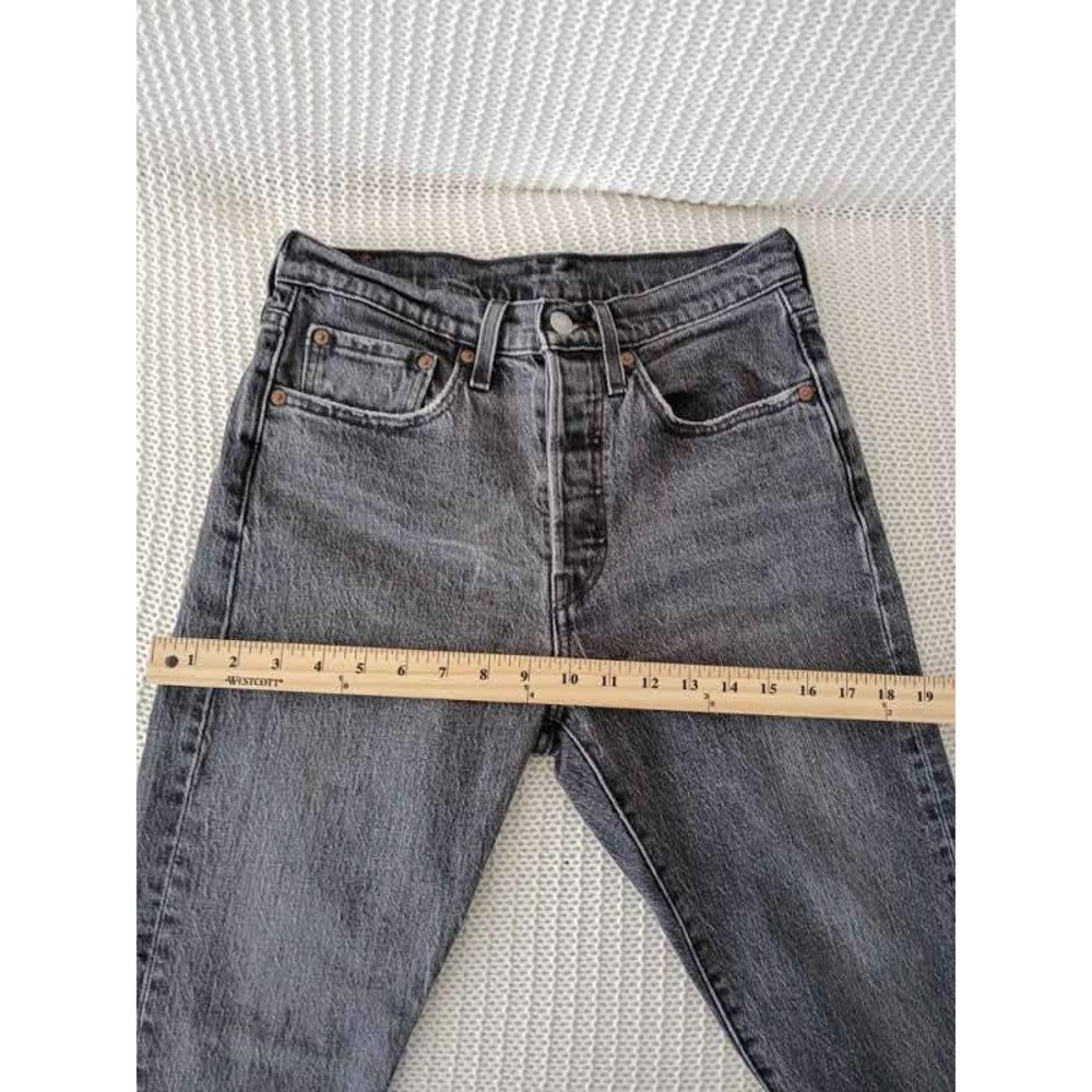 Levi's 501 Skinny Jeans Gray Black High Rise Raw Hem 26x29 - Picture 11 of 13